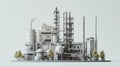 Minimalistic industrial facility with smokestack and neutral tones