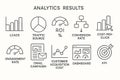 Minimalistic Infographic with Analytics Icons Including ROI, Conversion Rate, and KPI Royalty Free Stock Photo