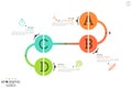 Minimalistic infographic design layout. Four round lettered elements connected by curved line