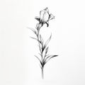 Minimalistic Ink Drawing Of Campanula Poscharskyana On White Background Royalty Free Stock Photo