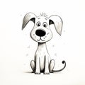 Minimalistic Ink Wash Drawing Of A Funny Dog For Kids