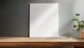 Minimalistic Interior with Blank Canvas on Elevated Wooden Platform. 3D Rendering Royalty Free Stock Photo