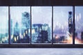 Minimalistic interior with city view Royalty Free Stock Photo