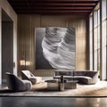 Minimalistic interior, contemporary design for living room in house, Scandinavian style. Generative AI