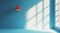 Minimalistic interior with red pendant lamp and window shadows Royalty Free Stock Photo