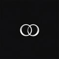 Minimalistic interlocking rings on black background symbolizing unity and infinity Royalty Free Stock Photo
