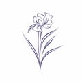 Minimalistic Iris Flower Illustration: Trendy Tattoo Design