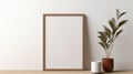 Minimalistic Japanese Brown Frame With Potted Plant Mockup