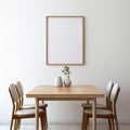 Minimalistic Japanese Dining Set With Blank Frame And Clean-lined Wood Table