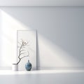 Minimalistic Japanese-inspired Room With White Vase And Frame