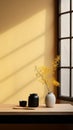 Minimalistic Japanese Door On Hemp Table Whimsical Folk-inspired Still Life