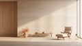 Minimalistic Japanese-style Living Room With Organic Danish Design Furniture Royalty Free Stock Photo
