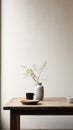 Minimalistic Japanese Style Table With Vase And Plant