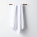 Minimalistic Japanese Style White Towel On Wooden Rack Royalty Free Stock Photo
