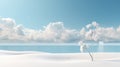 A minimalistic landscape format illustration of a sandy beach