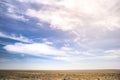 Minimalistic landscape of the Kazakh steppe in Mangistau in May