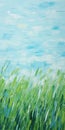 Minimalistic Landscape Painting: Green Grass Blowing In The Wind Royalty Free Stock Photo