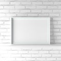 Minimalistic landscape picture frame standing on white painted b