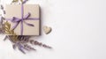 Minimalistic Lavender Flower And Heart Gift Wrapping