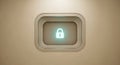 Minimalistic light blue padlock icon on light brown background with modern square design and metallic appearance for security Royalty Free Stock Photo