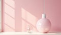 Minimalistic light pink abstract background with incidental window light for product presentation