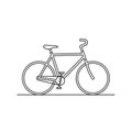 Minimalistic line drawing of a bicycle on a white background. The design features Royalty Free Stock Photo