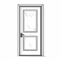 Minimalistic Line Drawing Of A White Door With Glass