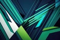 Minimalistic linear design with overlapping lines in cool blue and green hues