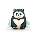 minimalistic logo emblem symbol with cute panda bear on white background