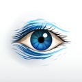 Minimalistic logo symbol emblem with blue eye on a white background for an ophthalmology clinic. Optical vision look