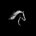 Minimalistic logo template, white icon of horse silhouette on black background, modern logotype concept for business Royalty Free Stock Photo