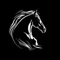 Minimalistic logo template, white icon of horse silhouette on black background, modern logotype concept for business Royalty Free Stock Photo