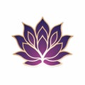 Minimalistic Lotus Flower Logo In Purple And Gold Royalty Free Stock Photo