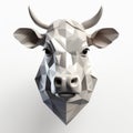 Minimalistic Low Poly Cow Head In Metallic Texture