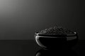 Minimalistic luxury: black caviar in elegant bowl on dark background Royalty Free Stock Photo
