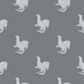 Minimalistic magical seamless pattern with dragon simple silhouettes. Grey palette animal artwork