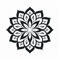 Minimalistic Mandala Floral Sticker Art: Black And White Iconography Design