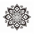 Minimalistic Mandala Flower Design On Black Background