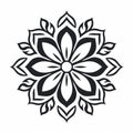 Minimalistic Mandala Flower Design: Black Vector Image