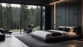 Minimalistic matte black mansion bedroom