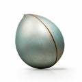 Minimalistic Metal Sculpture: Greenblue Egg In Bronze