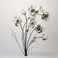 Minimalistic Metal Sculpture Vase With Various Flowers
