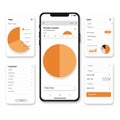 Minimalistic mobile application interface displayed on multiple screens, featuring Royalty Free Stock Photo