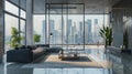 Minimalistic modern interior of luxury apartments. Real estate concept. Ai-generated.