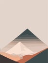 Minimalistic mountain art with mild colours, Boho style