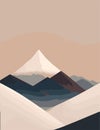 Minimalistic mountain art with mild colours, Boho style