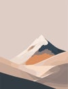 Minimalistic mountain art with mild colours, Boho style