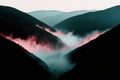 Minimalistic mountain landscape with sfumato effect and misty valleys Royalty Free Stock Photo
