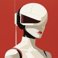 Minimalistic Nanorobotics Soldier Painting Inspired By Patrick Nagel