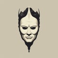 Minimalistic Neoclassicism Illustration: Surprise Evil Dark Knife Mask